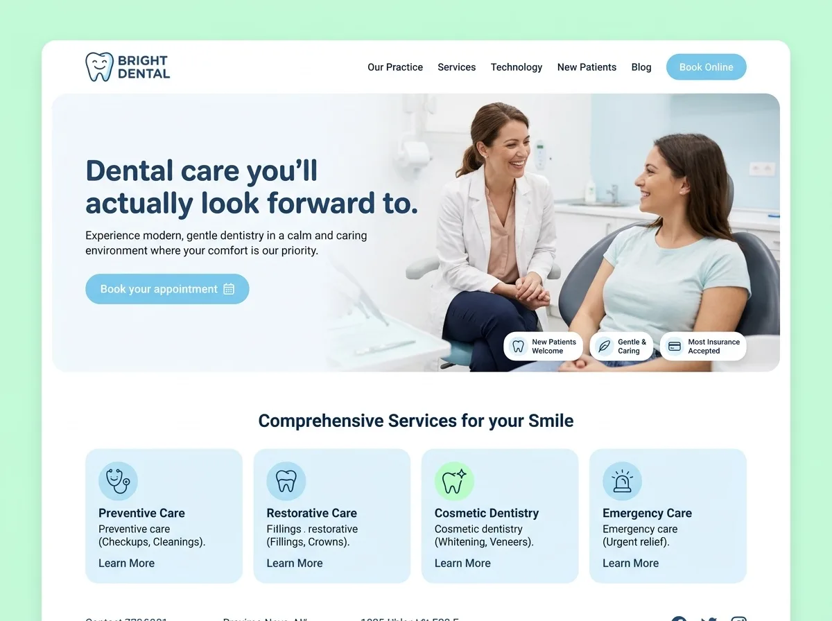 Bright Dental — dentist website design
