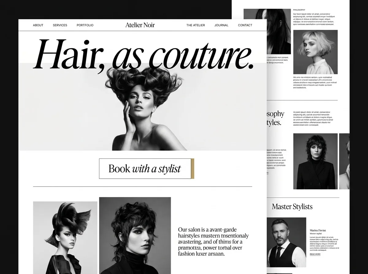 Atelier Noir — hair salon website design