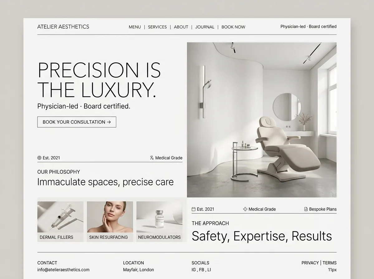 Clinical Luxe — med spa website design