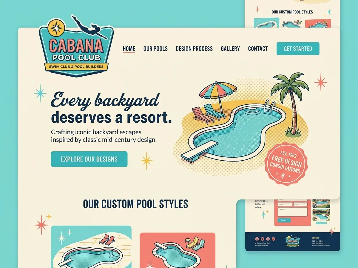 Poolside Americana — pool builder website design