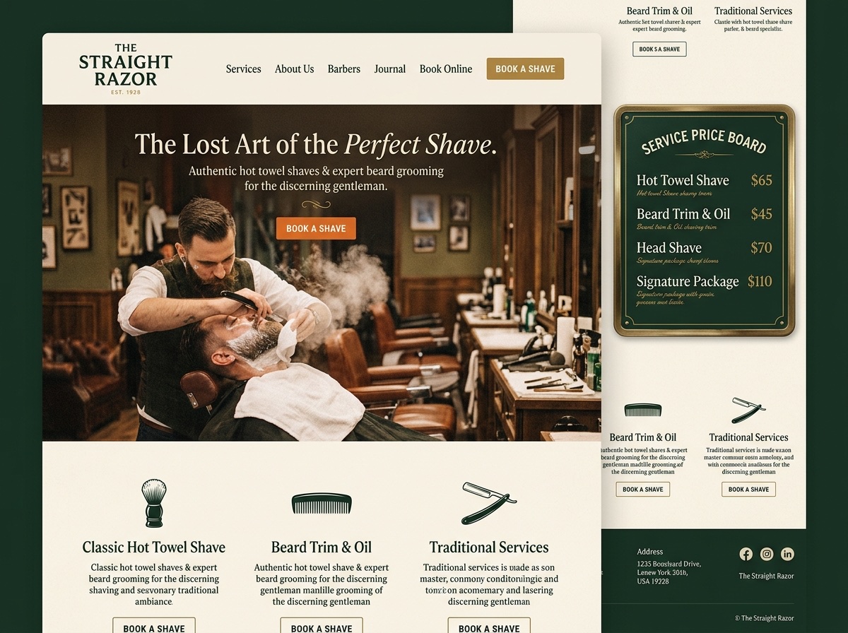 The Straight Razor — Barber Shops website design