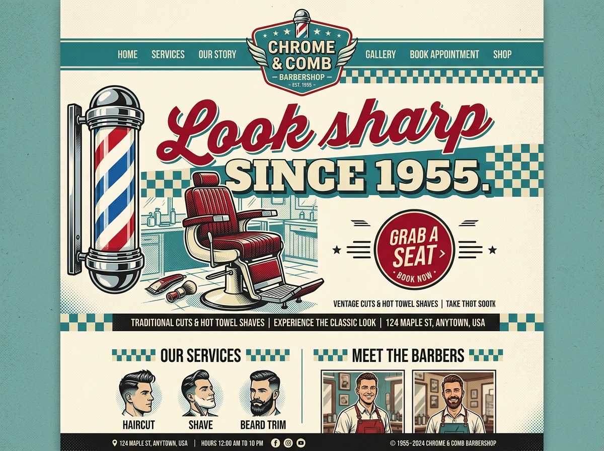 Chrome & Comb — Barber Shops website design