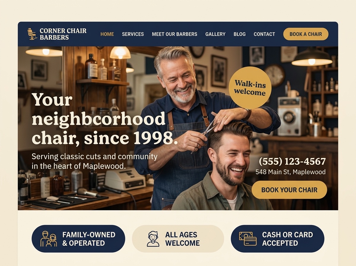 Corner Chair Barbers — Barber Shops website design