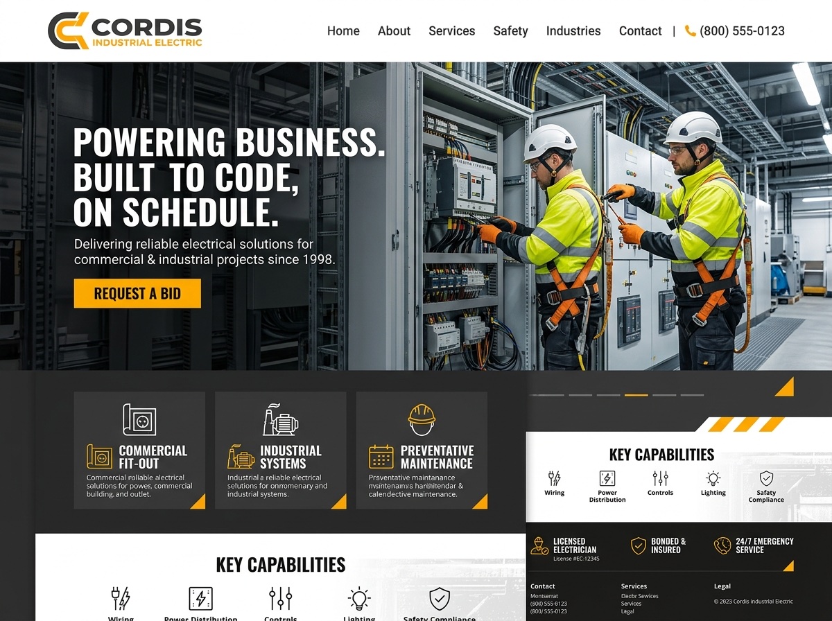 Cordis Industrial — Electricians website design