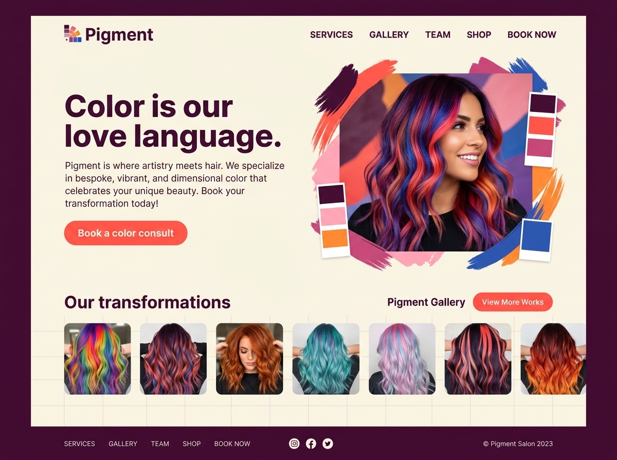 Pigment — Hair Salons website design