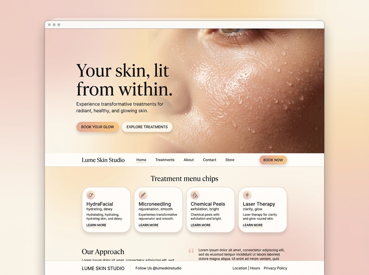 Dewy Glow — Med Spas & Beauty website design