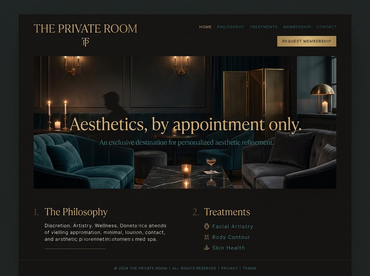 Quiet Luxury Club — Med Spas & Beauty website design