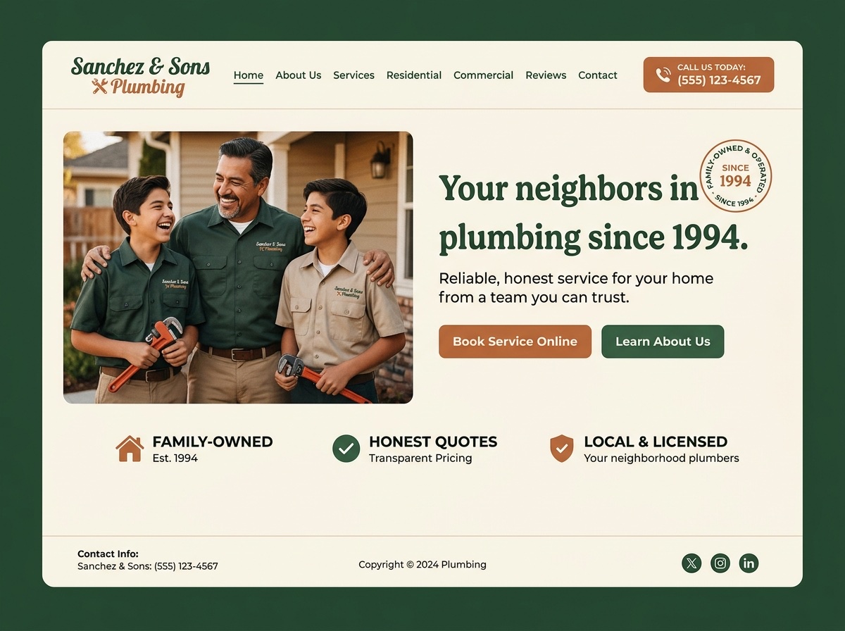 Sanchez & Sons Plumbing — Plumbers website design