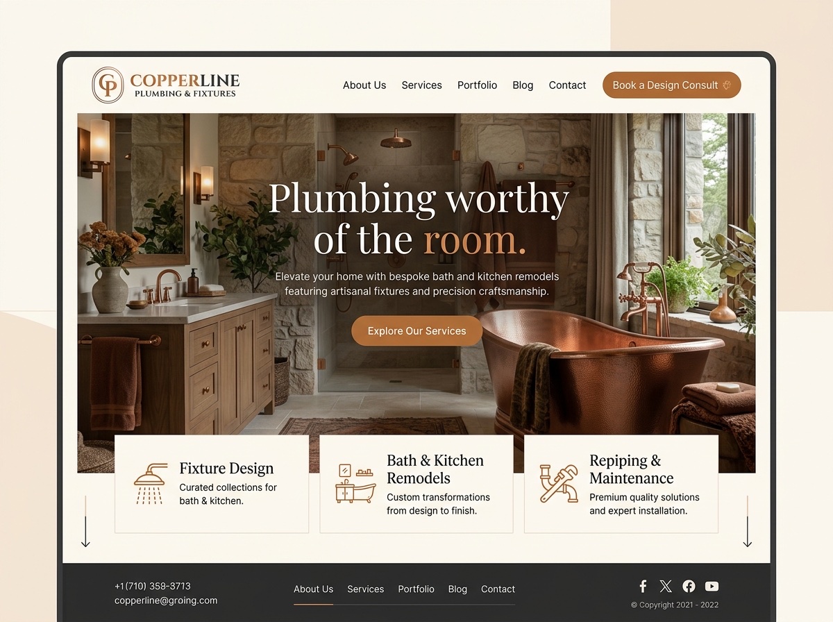 Copperline Fixtures — Plumbers website design