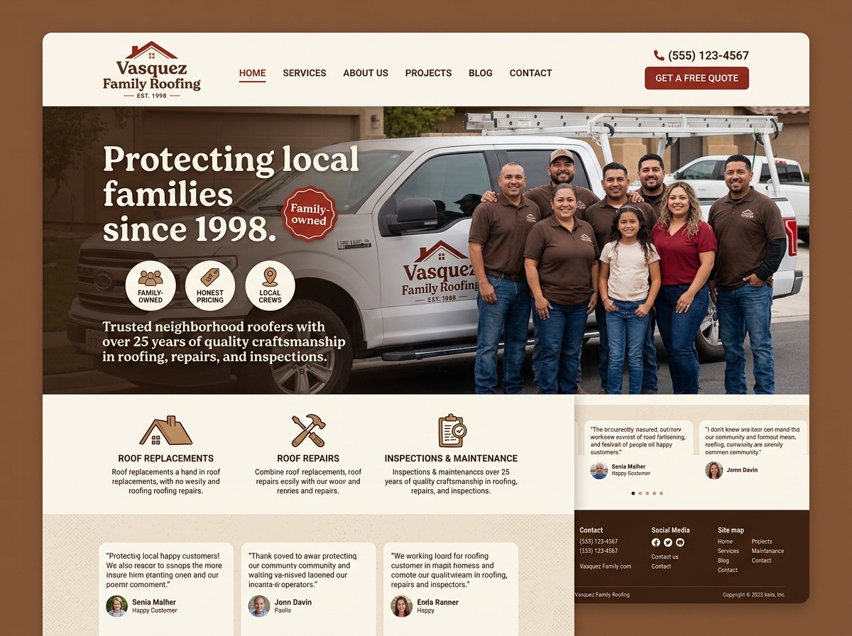 Vasquez Family Roofing — Roofing website design