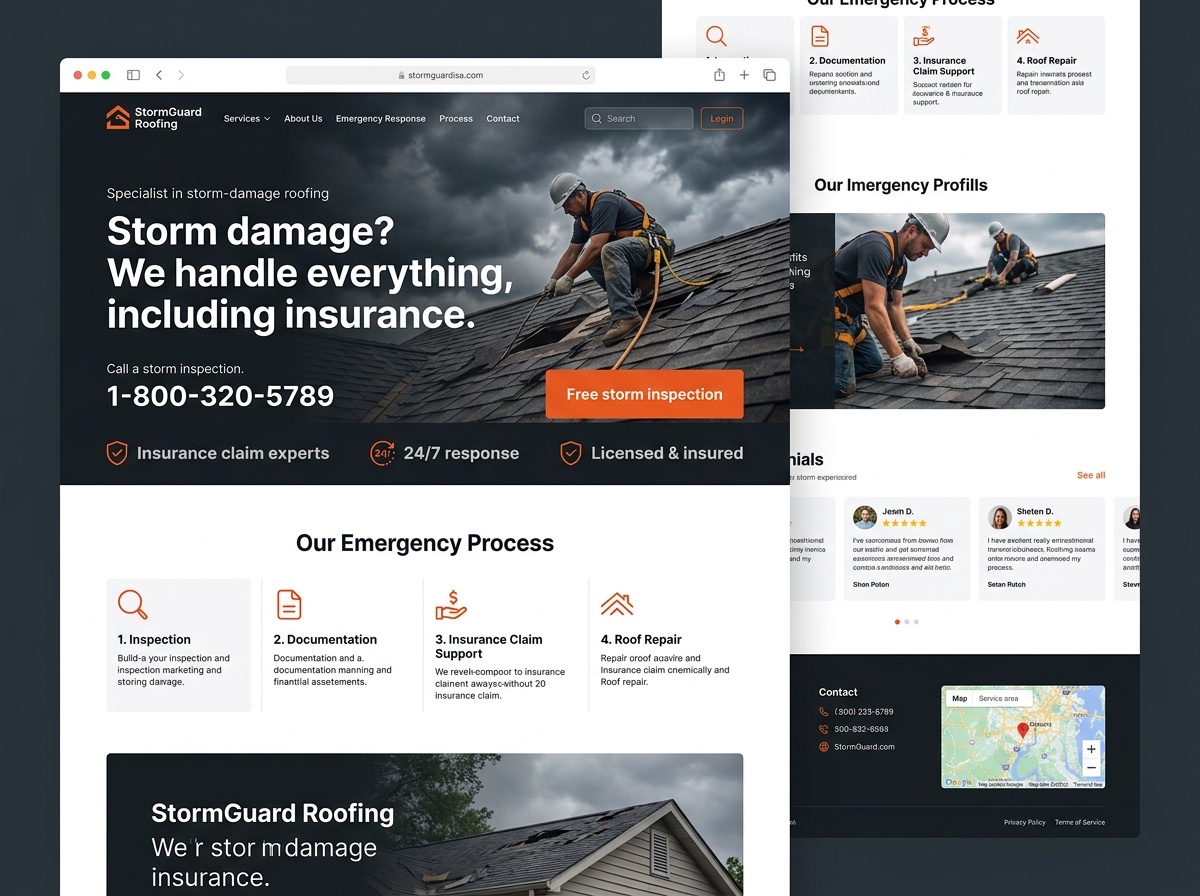 StormGuard Roofing — Roofing website design