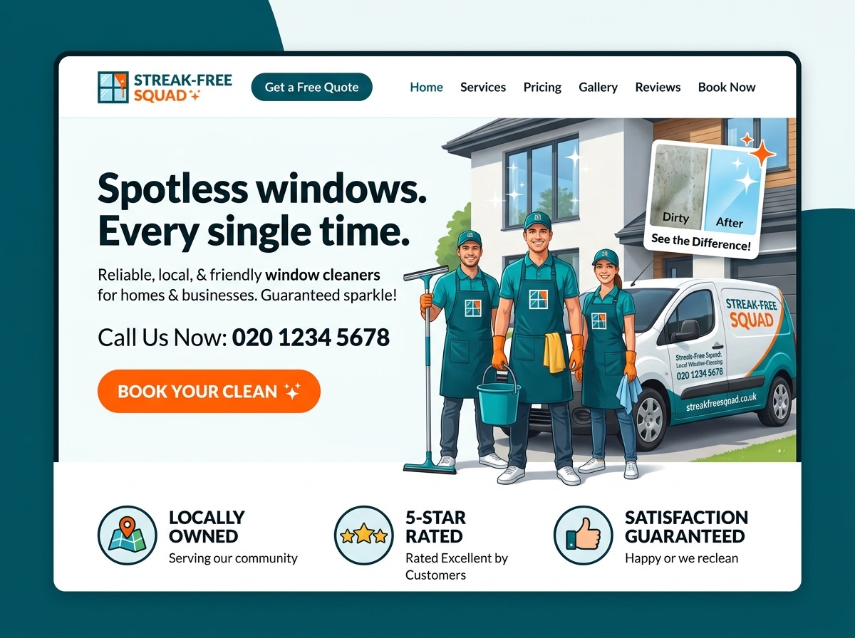 Streak-Free Squad — Window Cleaners website design