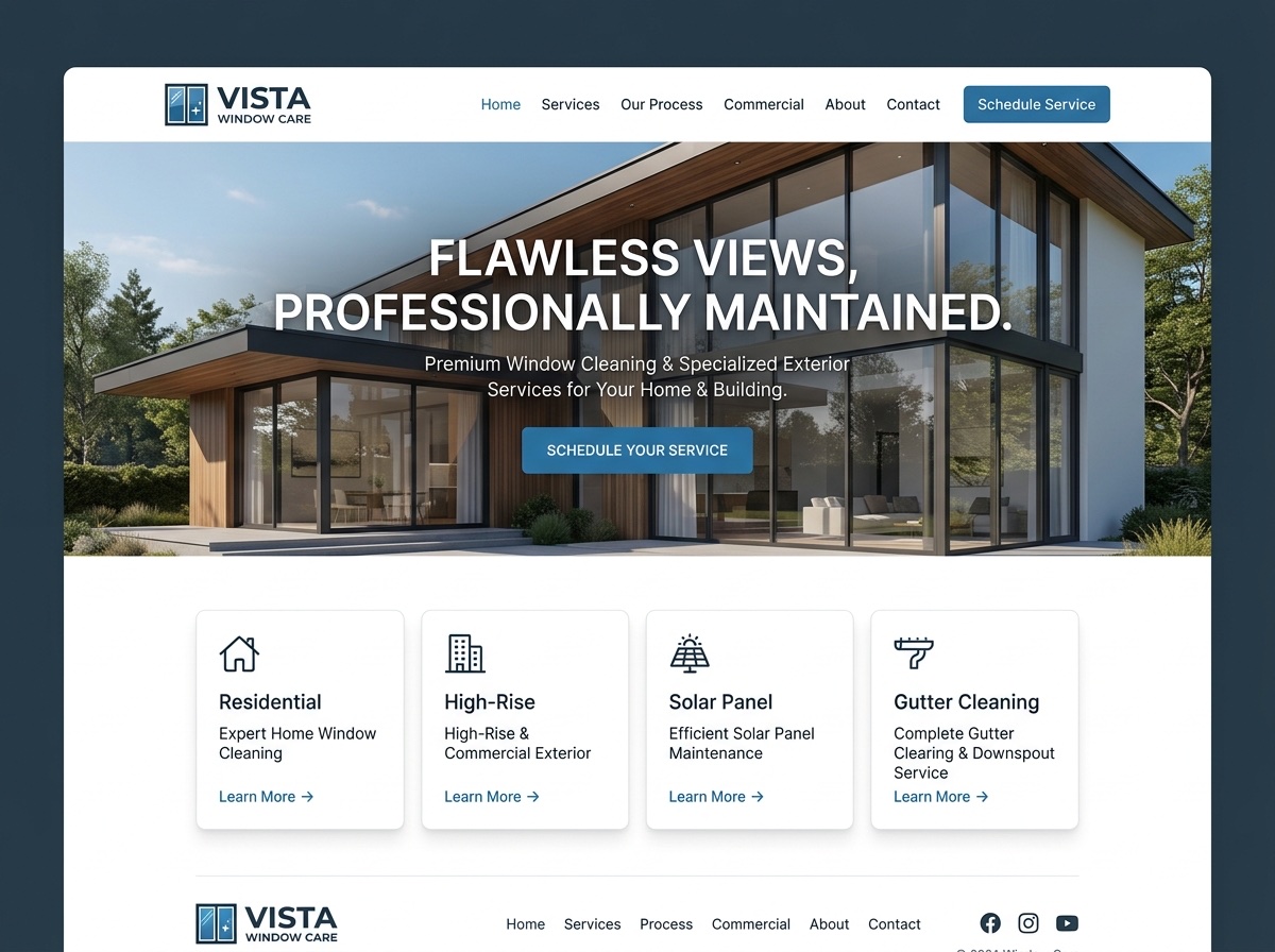 Vista Window Care — Window Cleaners website design